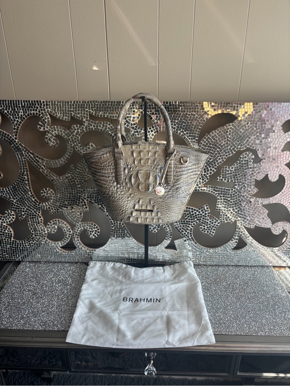 ⭐️Brahmin Jenny Mindful Grey‎ Ombré Melbourne Leather Satchel